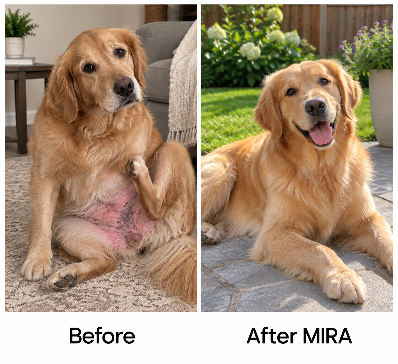 Dog before and after MIRA